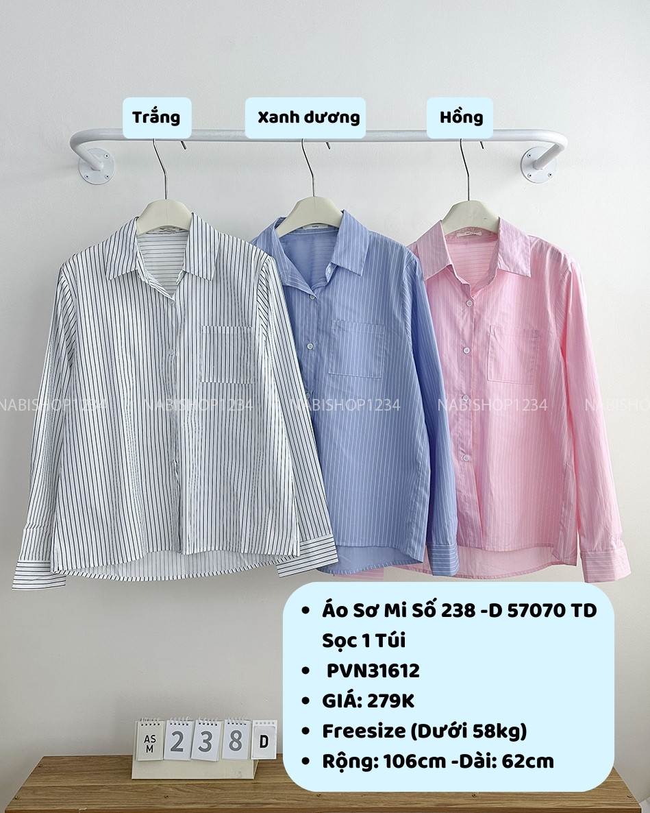 Áo Sơ Mi Số 238 -D 57070 TD Sọc 1 Túi