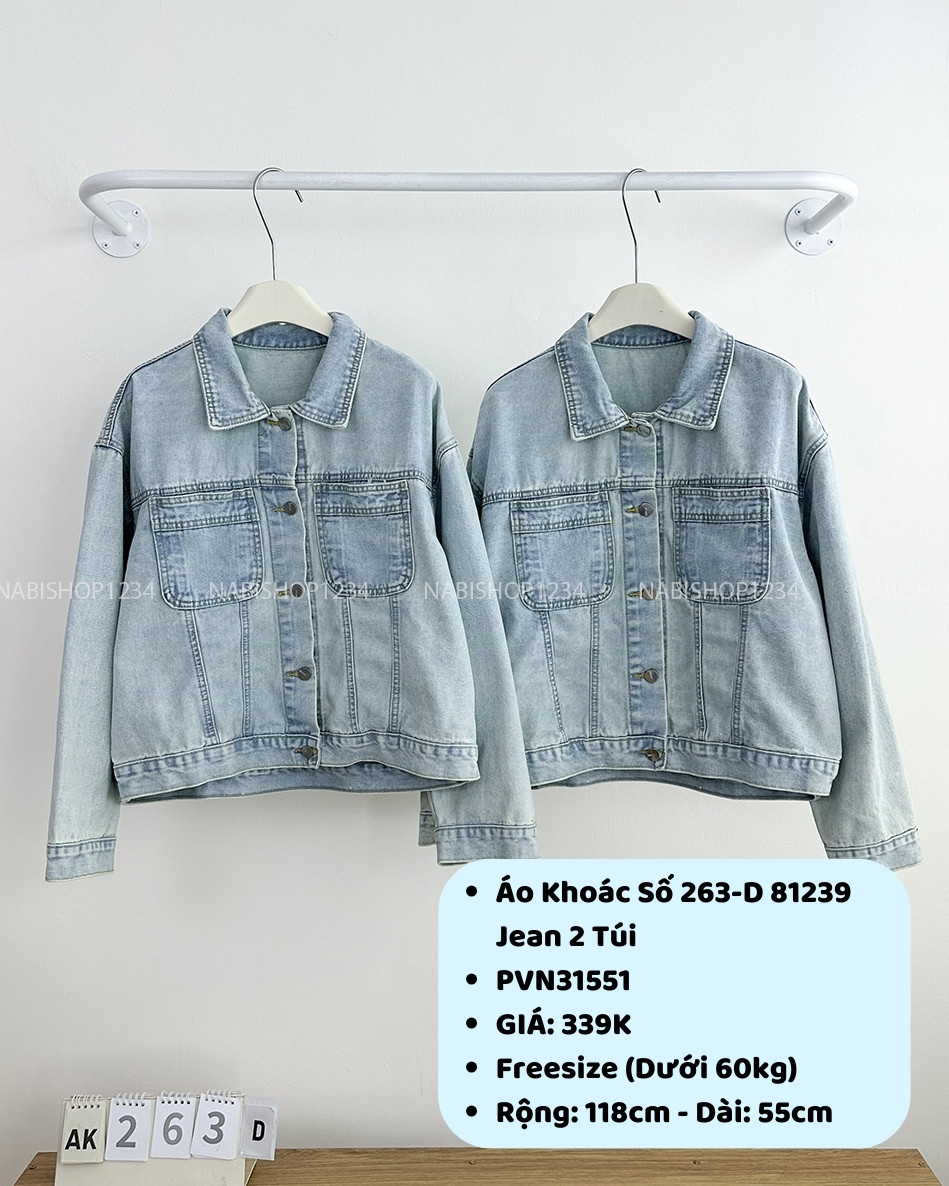 Áo Khoác Số 263-D 81239 Jean 2 Túi