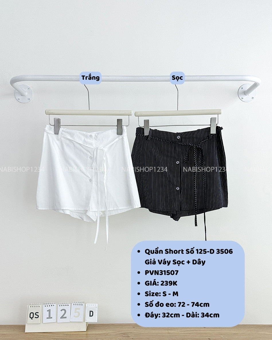 Quần Short Số 125-D 3506 Giả Váy Sọc + Dây