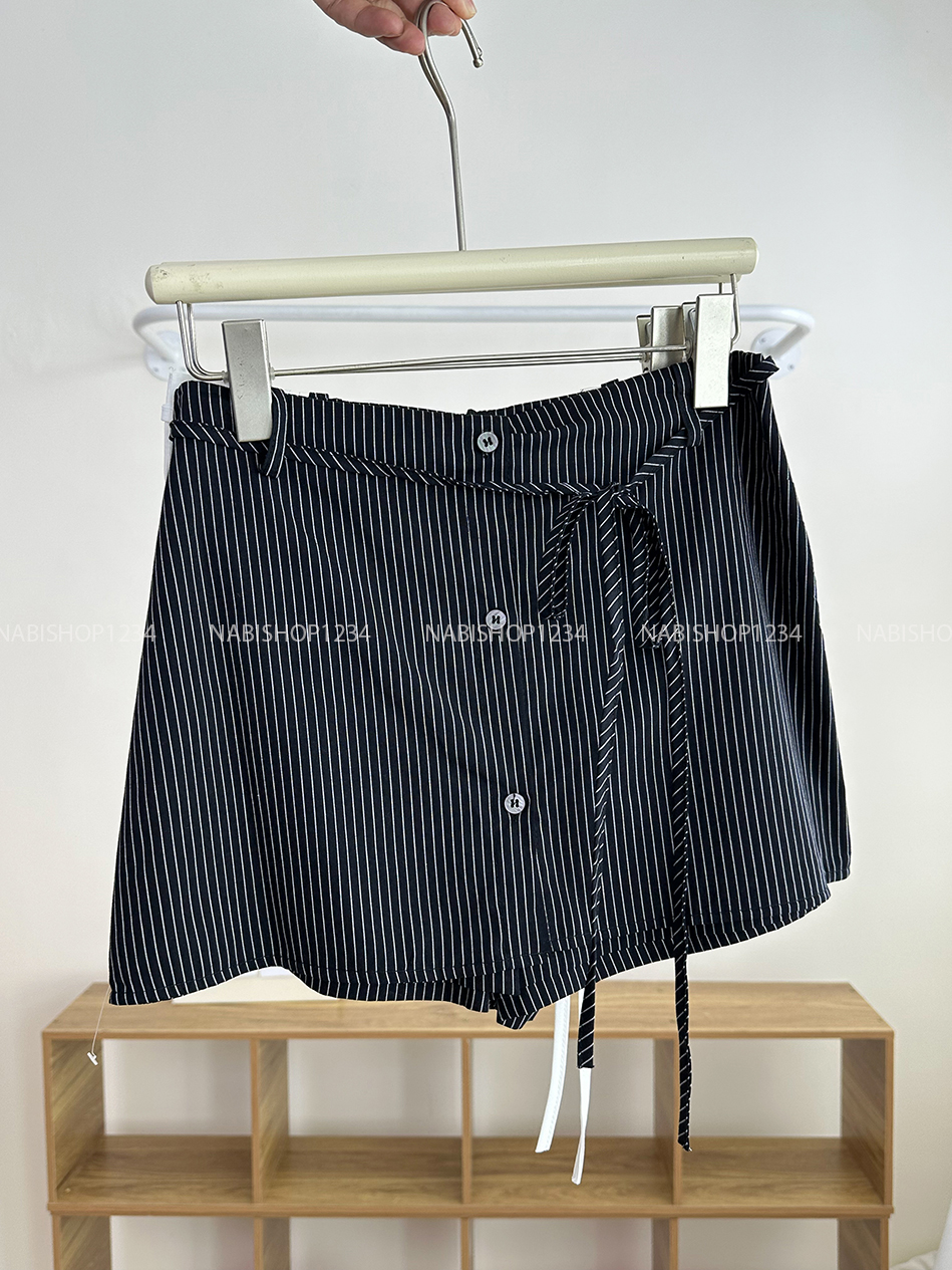 Quần Short Số 125-D 3506 Giả Váy Sọc + Dây