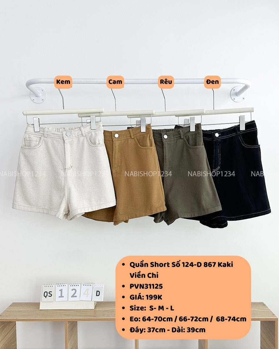 Quần Short Số 124-D 867 Kaki Viền Chỉ