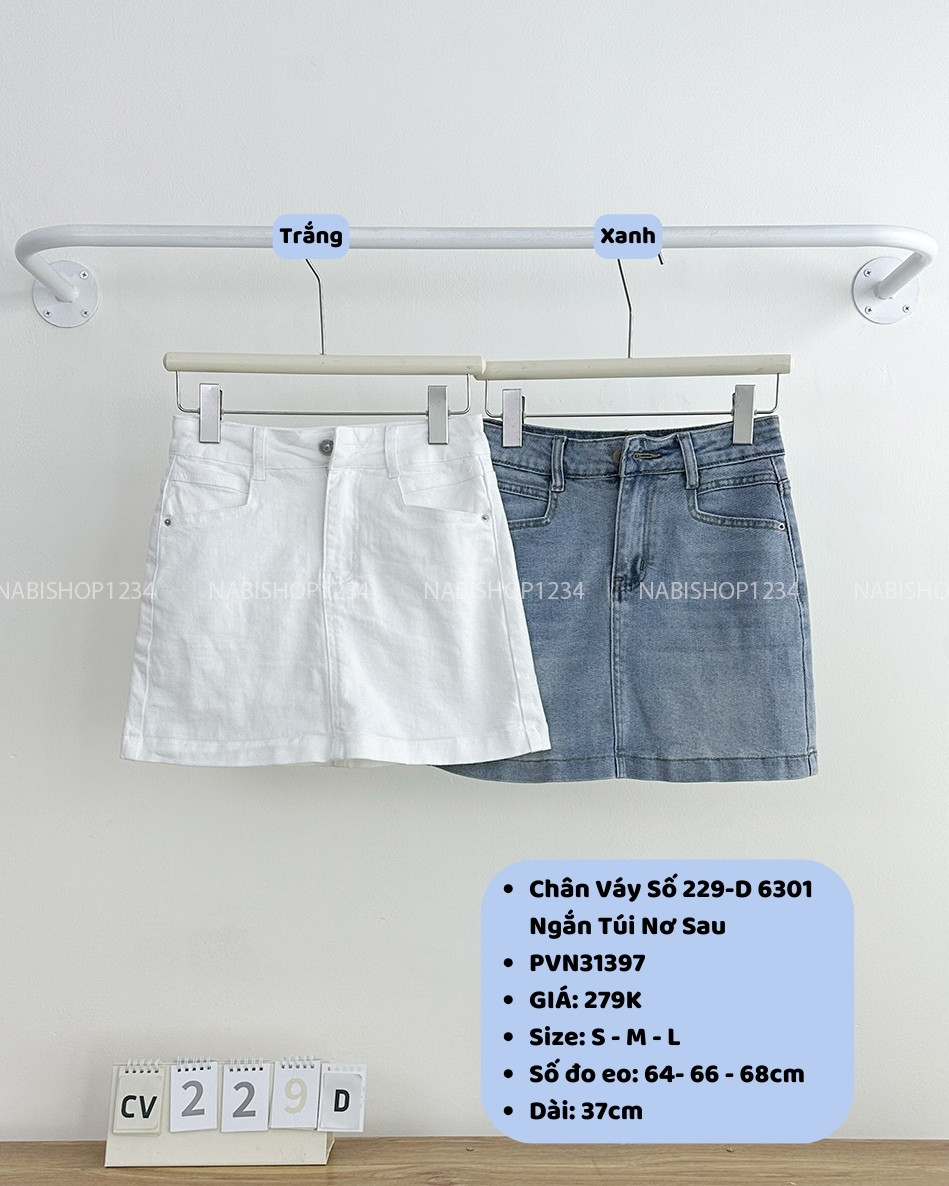 Chân Váy Số 229-D 6301 Ngắn Túi Nơ Sau
