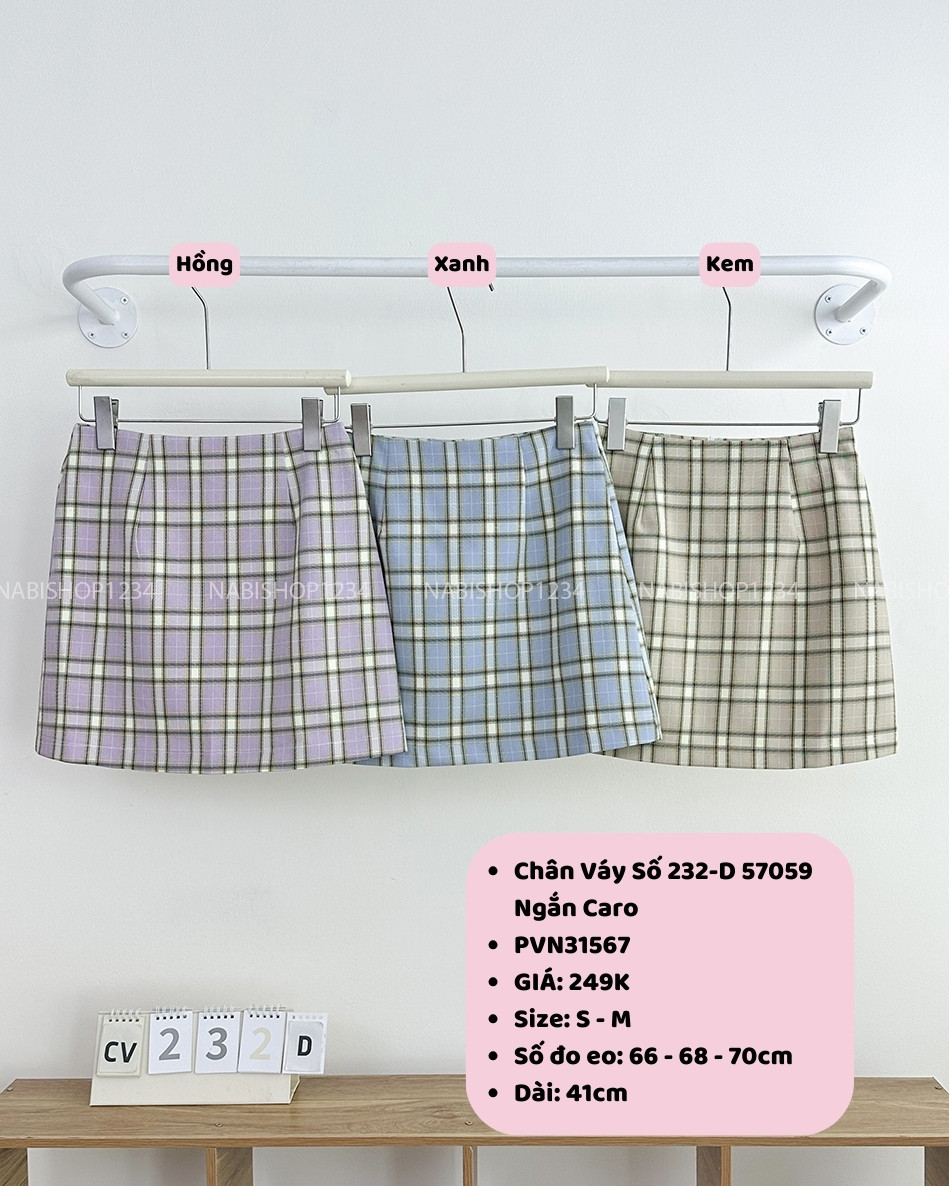 Chân Váy Số 232-D 57059 Ngắn Caro