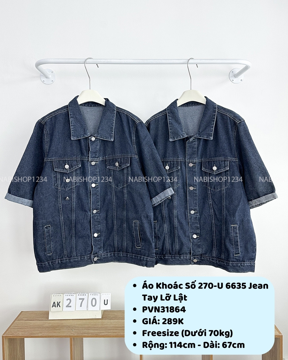 Áo Khoác Số 270-U 6635 Jean Tay Lỡ Lật