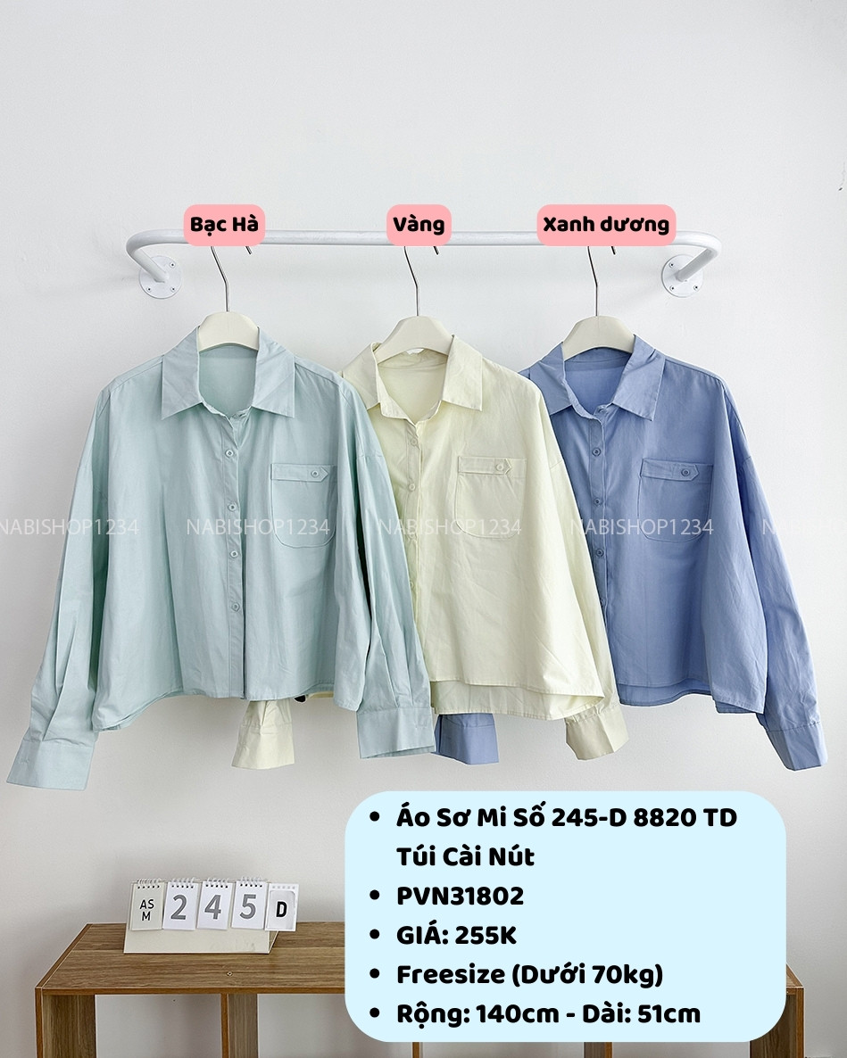 Áo Sơ Mi Số 245-D 8820 TD Túi Cài Nút