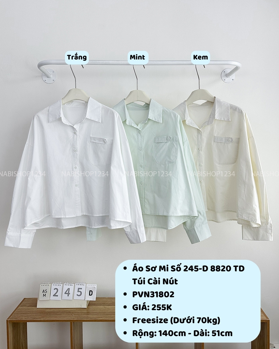 Áo Sơ Mi Số 245-D 8820 TD Túi Cài Nút