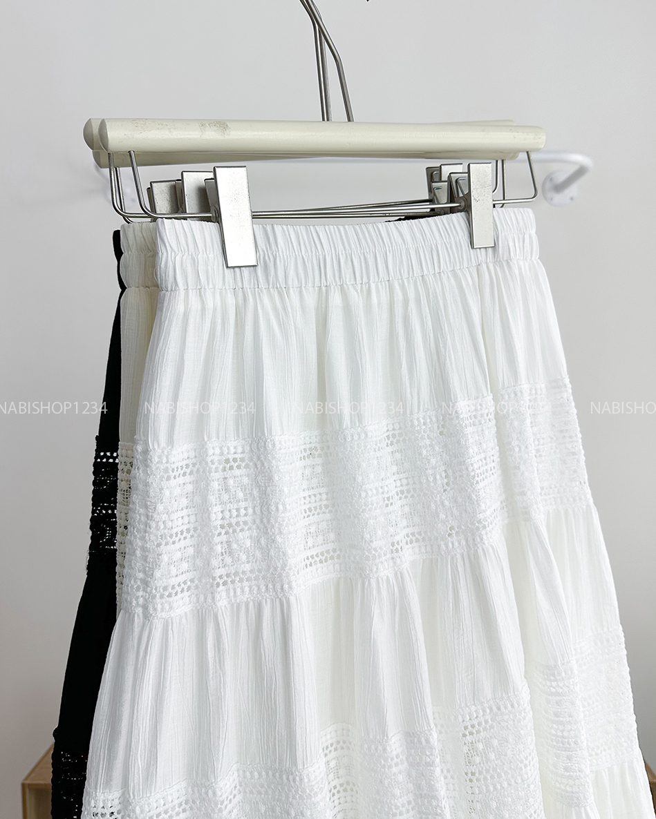 Chân Váy Số 245-U 938 Dài Ren Tầng Lai Bèo