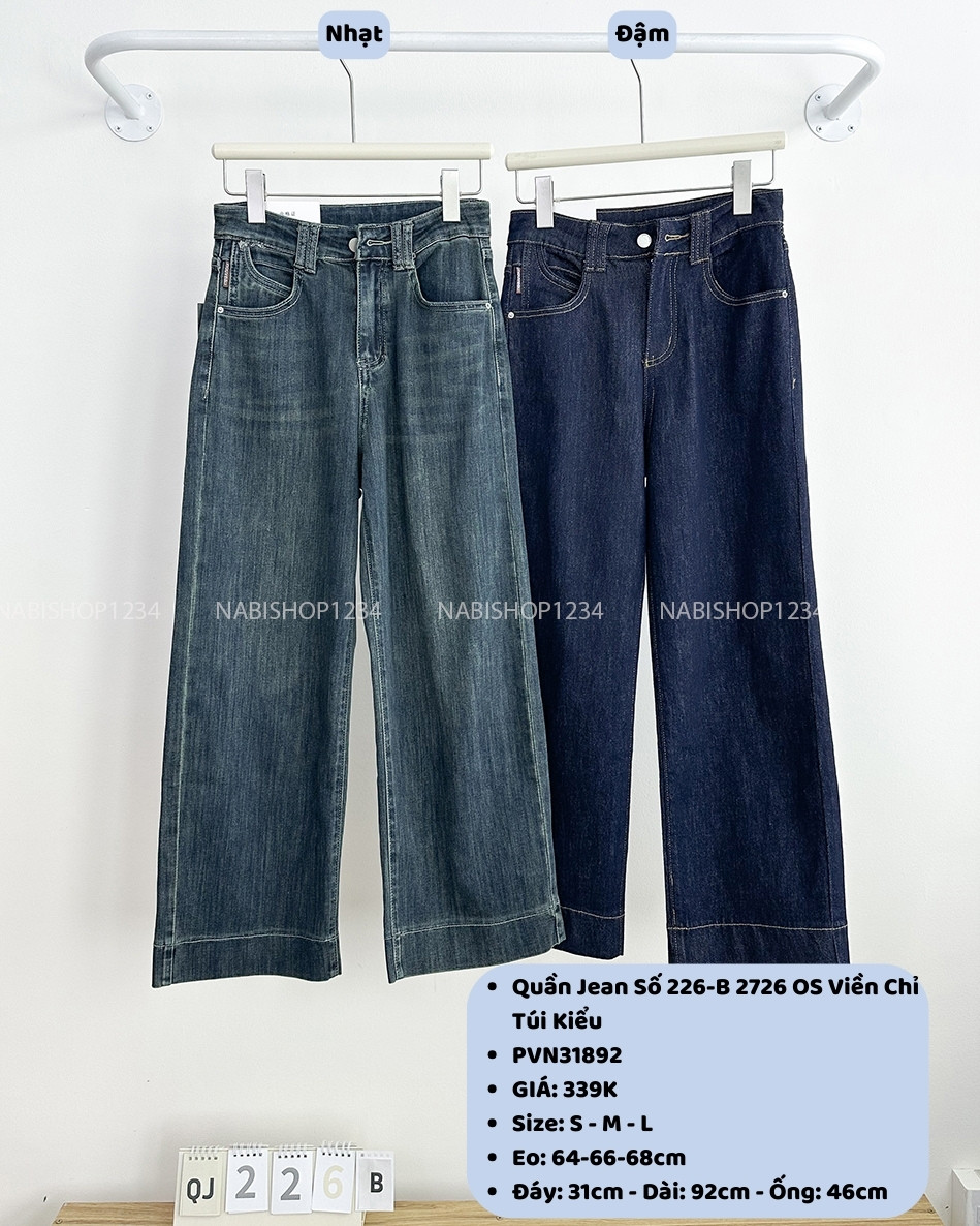 Quần Jean Số 226-B 2726 OS Viền Chỉ Túi Kiểu