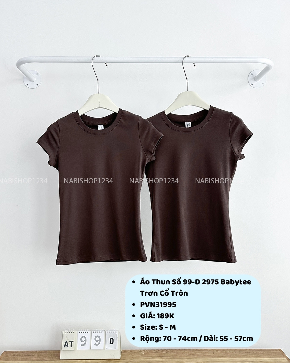 Áo Thun Số 99-D 2975 Babytee Trơn Cổ Tròn
