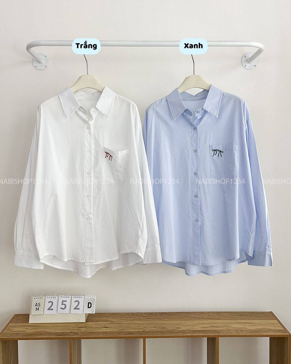 Áo Sơ Mi Số 252-D 0023 TD Thêu Nơ Đôi