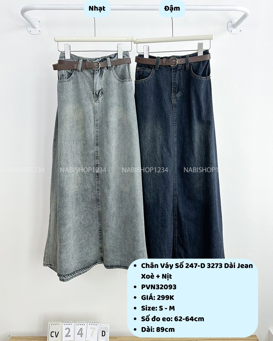 Chân Váy Số 247-D 3273 Dài Jean Xoè + Nịt