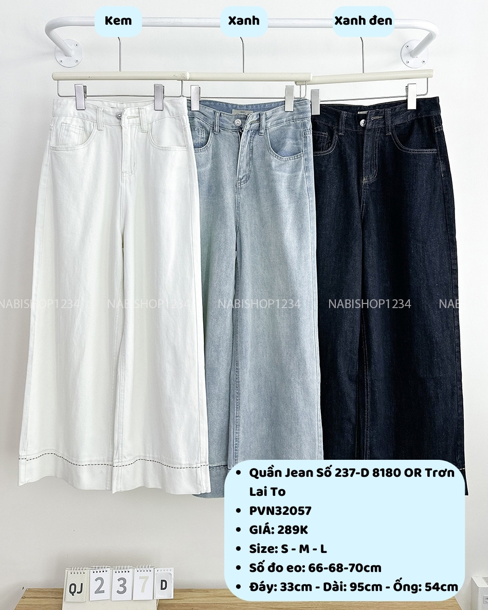 Quần Jean Số 237-D 8180 OR Trơn Lai To