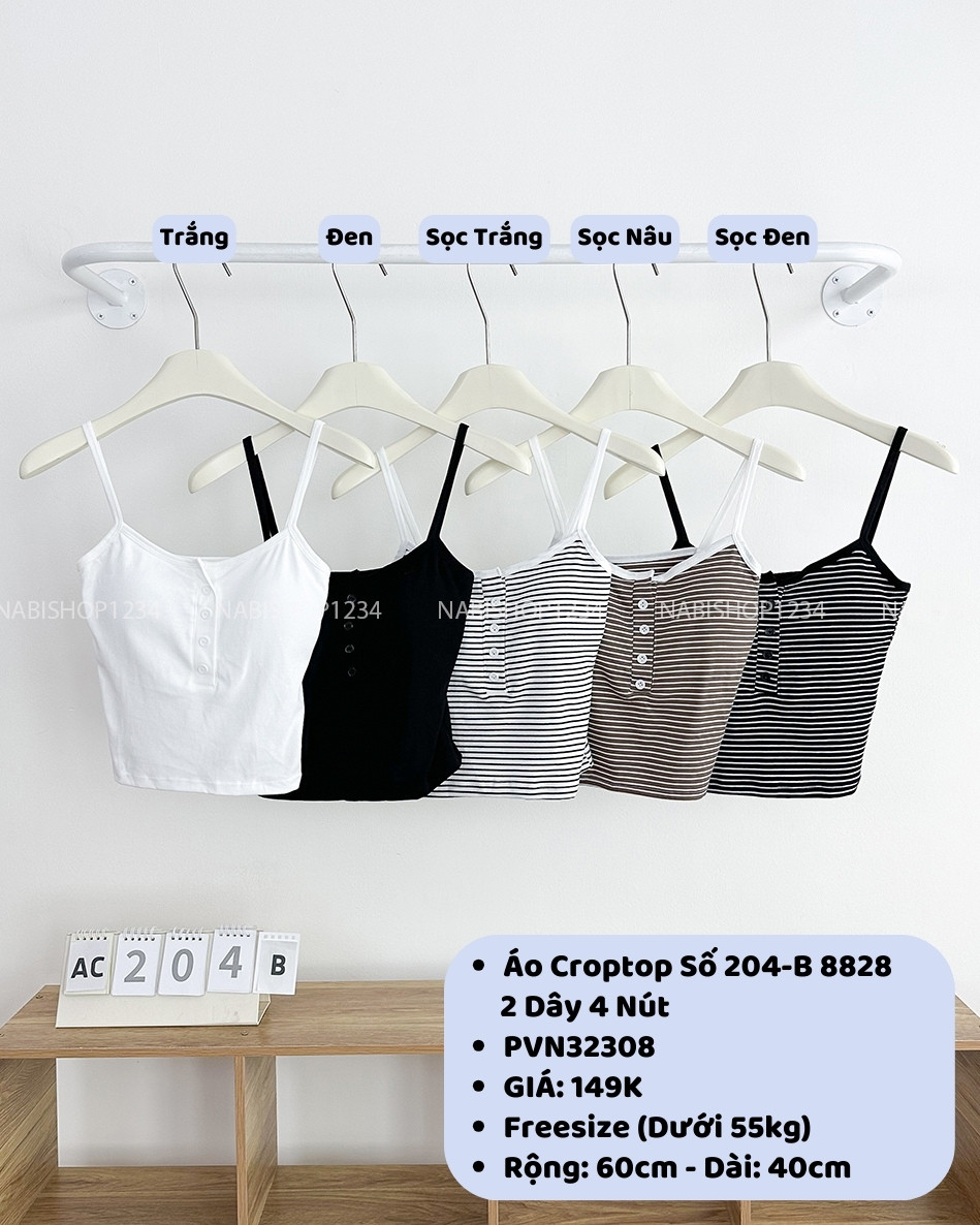 Áo Croptop Số 204-B 8828 2 Dây 4 Nút