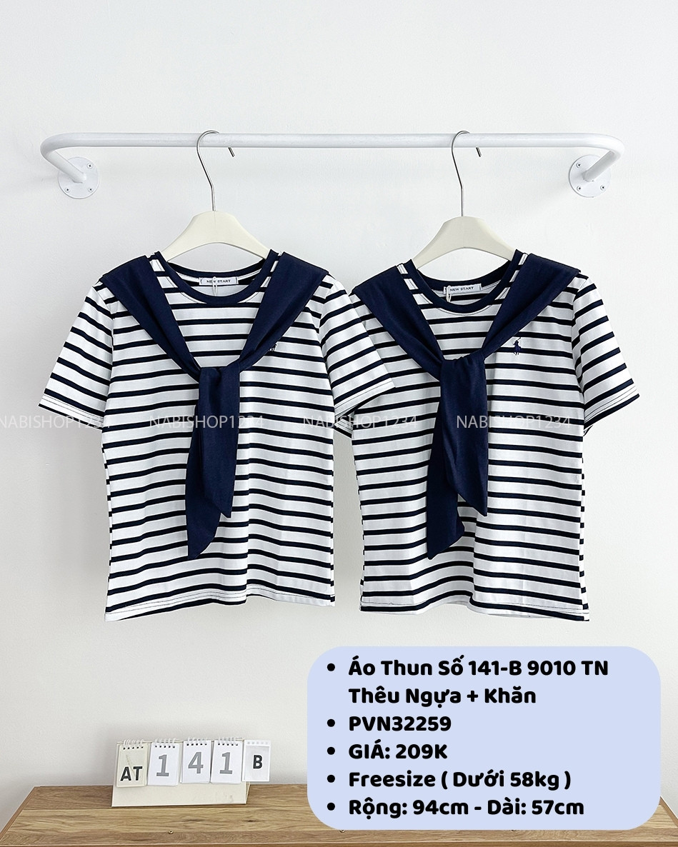 Áo Thun Số 141-B 9010 TN Thêu Ngựa + Khăn