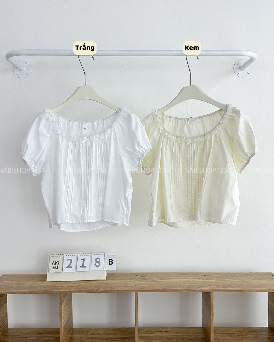 Áo Kiểu Số 218-B 6853 Trễ Vai Viền Ren