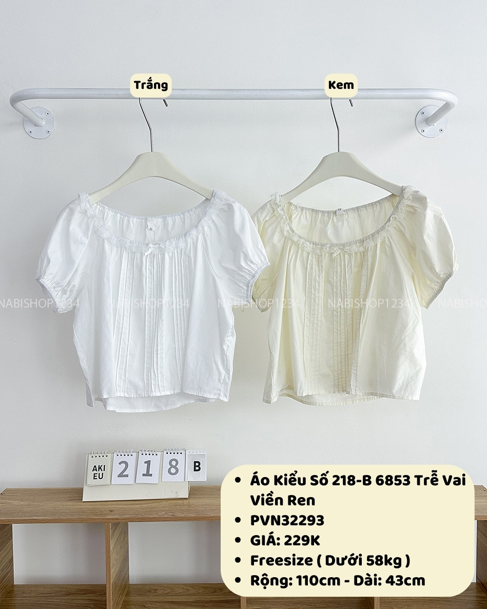 Áo Kiểu Số 218-B 6853 Trễ Vai Viền Ren