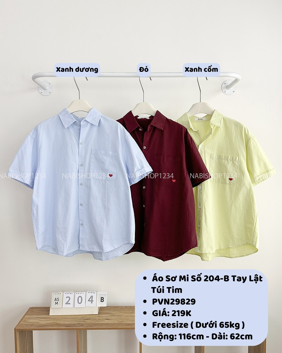 Áo Sơ Mi Số 204-B Tay Lật Túi Tim