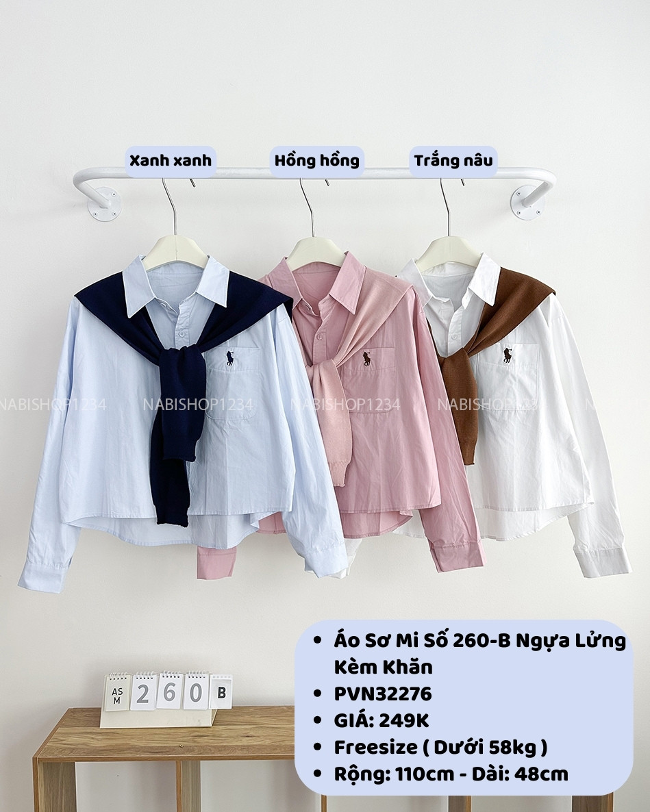 Áo Sơ Mi Số 260-B Ngựa Lửng Kèm Khăn