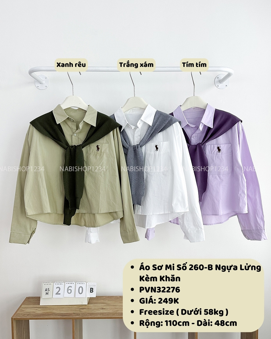 Áo Sơ Mi Số 260-B Ngựa Lửng Kèm Khăn