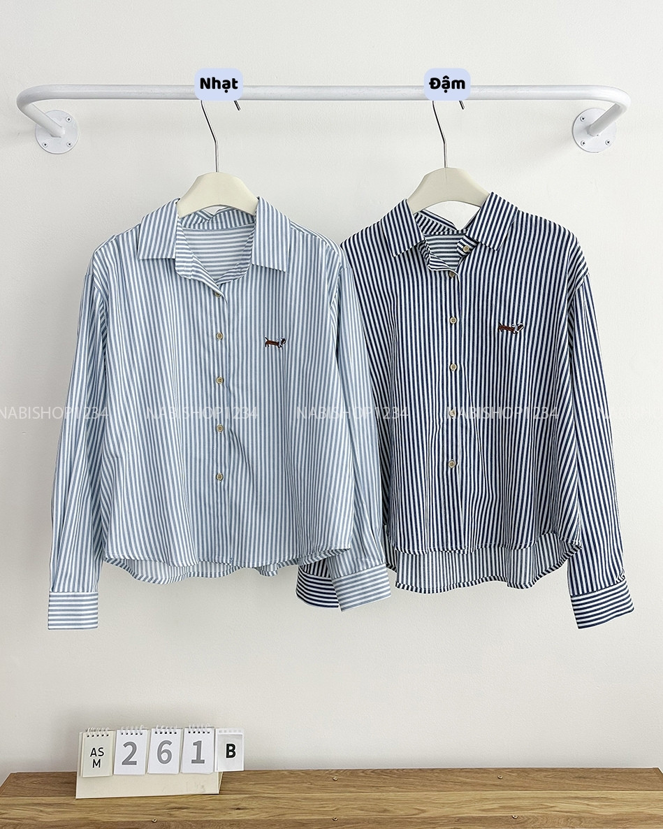 Áo Sơ Mi Số 261-B 6371 TD Sọc Thêu Cún