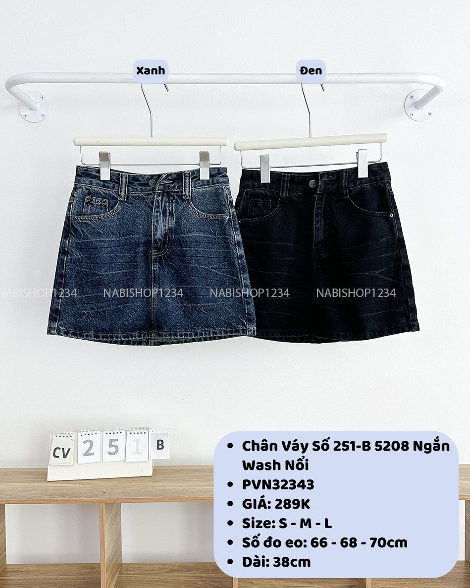 Chân Váy Số 251-B 5208 Ngắn Wash Nổi