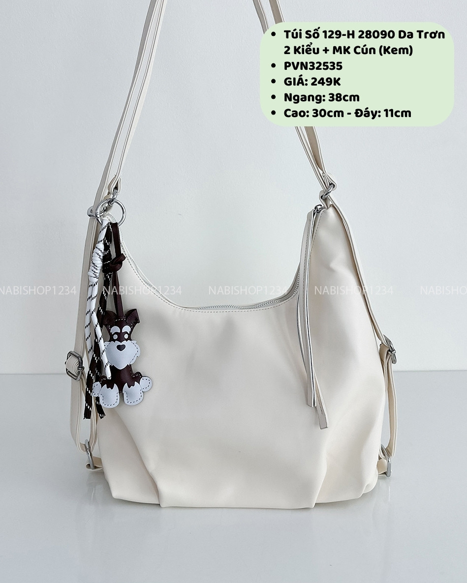 Túi Số 129-H 28090 Da Trơn 2 Kiểu + MK Cún