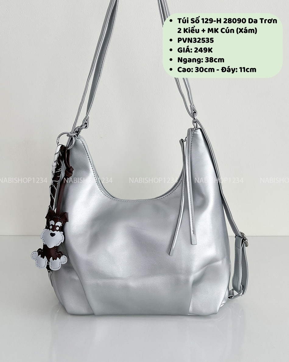 Túi Số 129-H 28090 Da Trơn 2 Kiểu + MK Cún