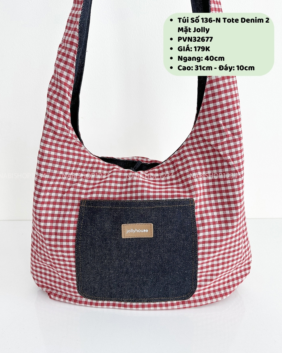 Túi Số 136-N Tote Denim 2 Mặt Jolly