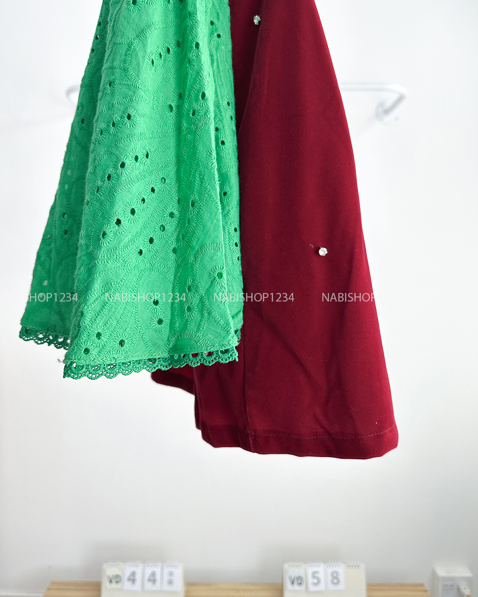 (S20%) Váy Số 58-X Nhung 2 Dây To Đính Đá 68/80
