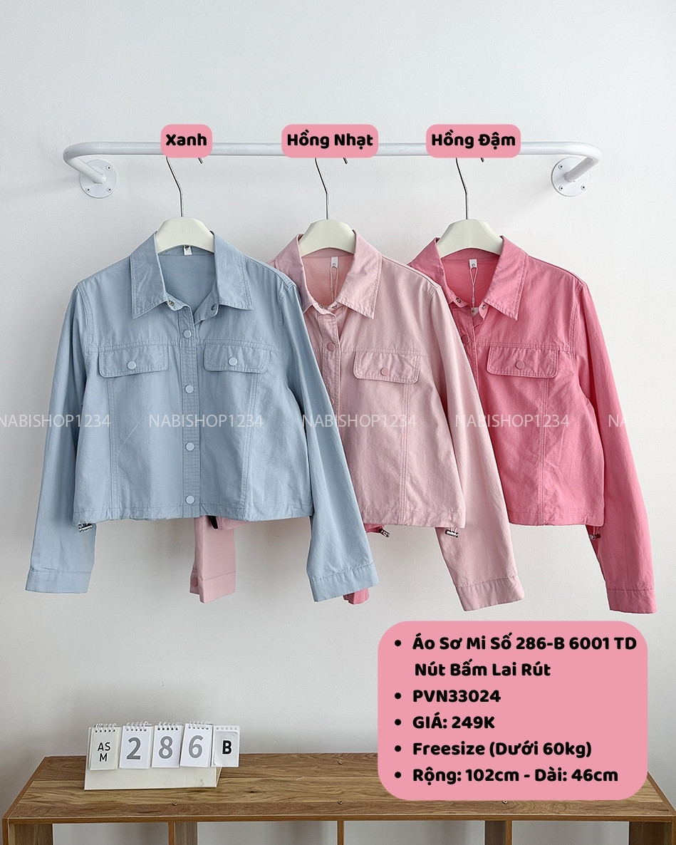 Áo Sơ Mi Số 286-B 6001 TD Nút Bấm Lai Rút