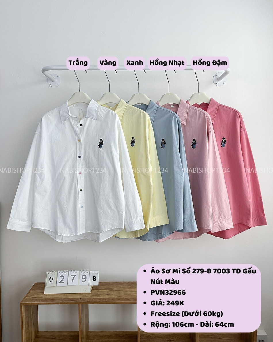 Áo Sơ Mi Số 279-B 7003 TD Gấu Nút Màu