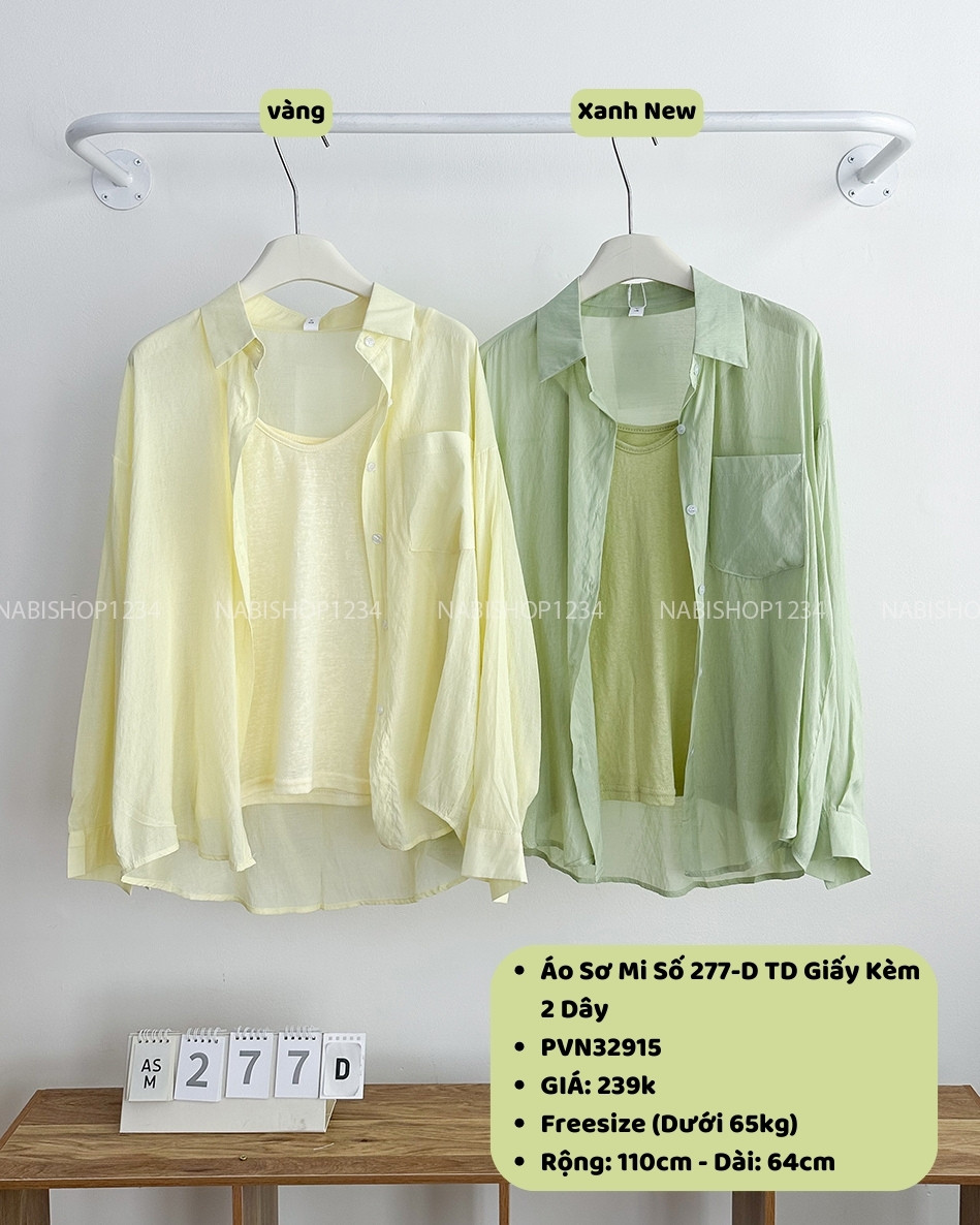Áo Sơ Mi Số 277-D TD Giấy Kèm 2 Dây