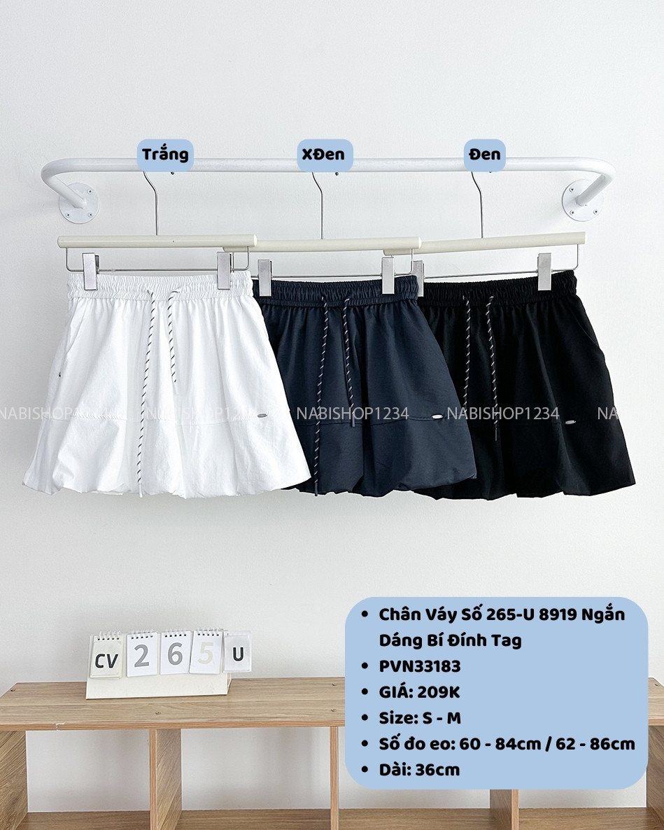 Chân Váy Số 265-U 8919 Ngắn Dáng Bí Đính Tag