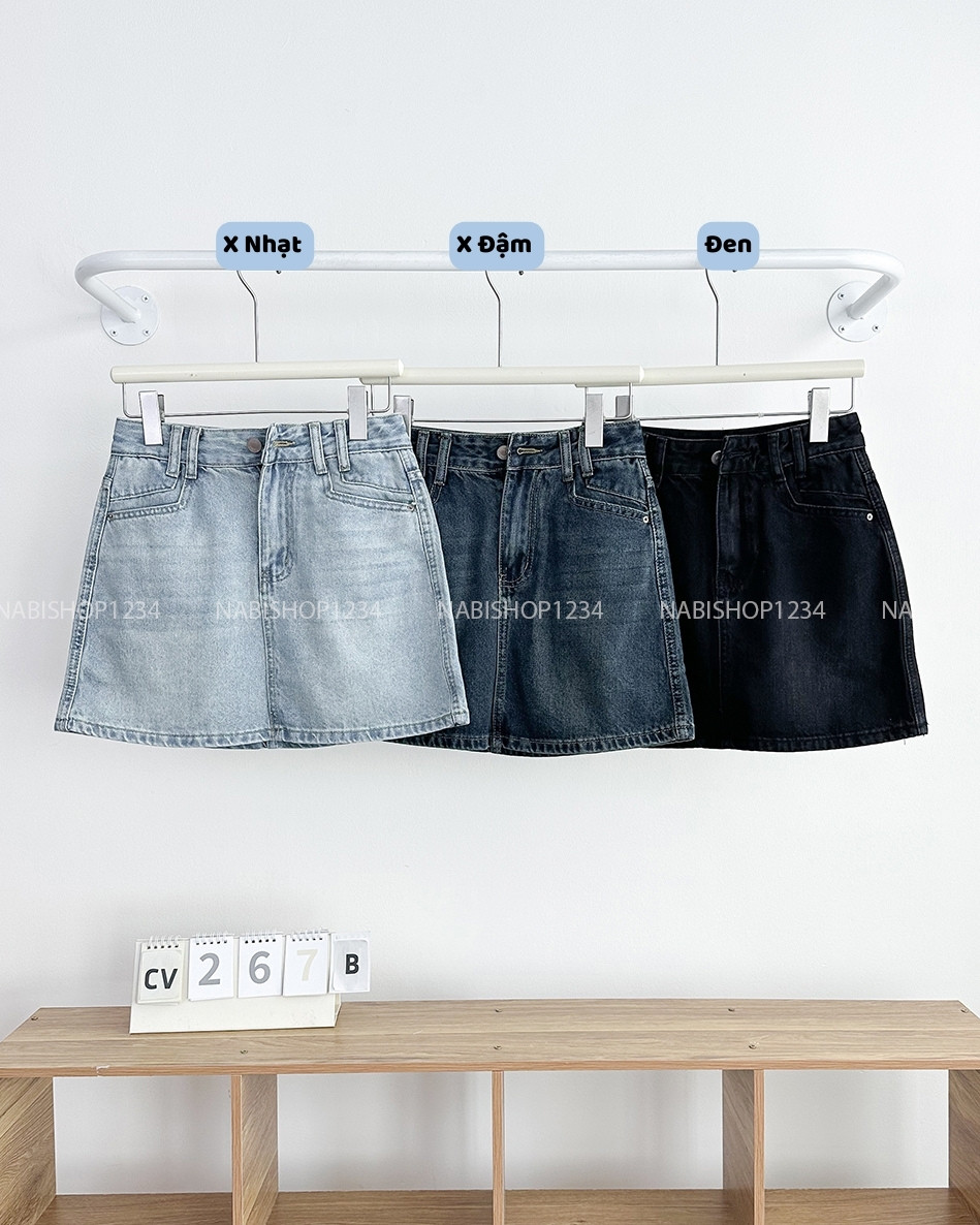 Chân Váy Số 267-B 8202 Ngắn Jean 4 Đai