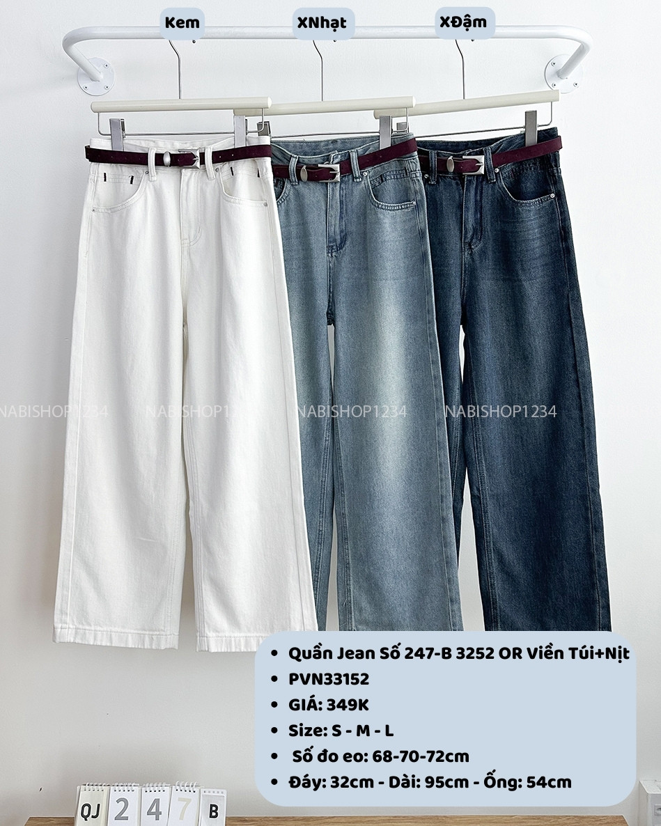 Quần Jean Số 247-B 3252 OR Viền Túi+Nịt