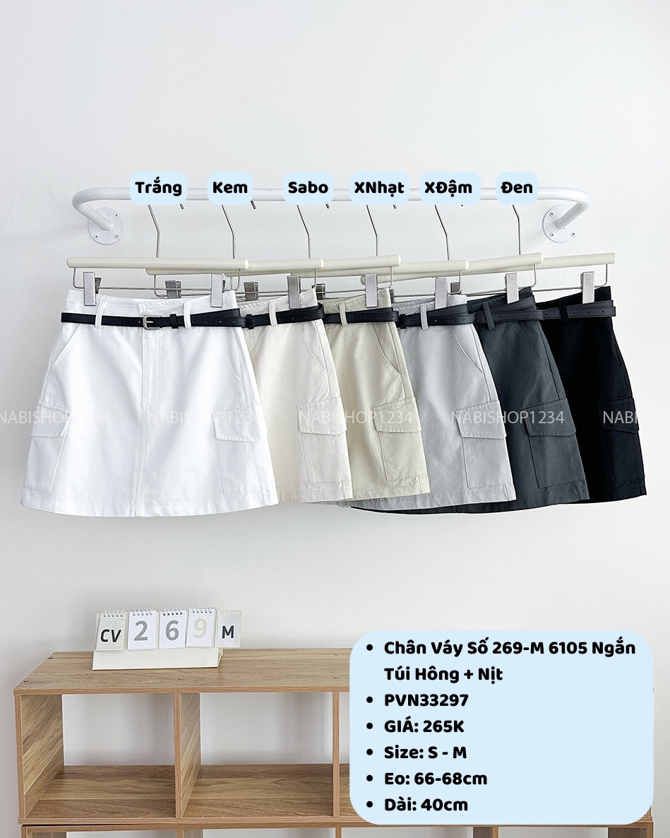 Chân Váy Số 269-M 6105 Ngắn Túi Hông + Nịt