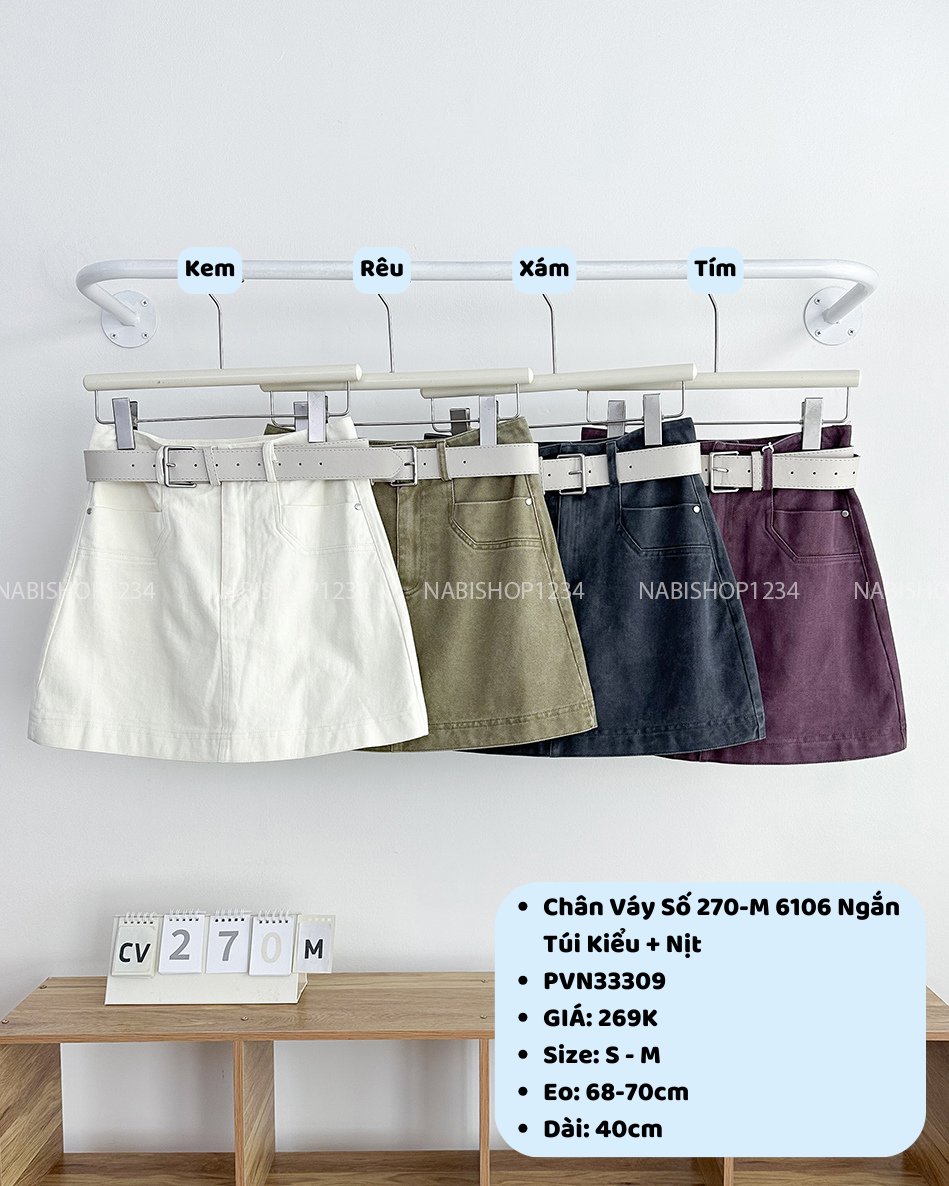 Chân Váy Số 270-M 6106 Ngắn Túi Kiểu + Nịt
