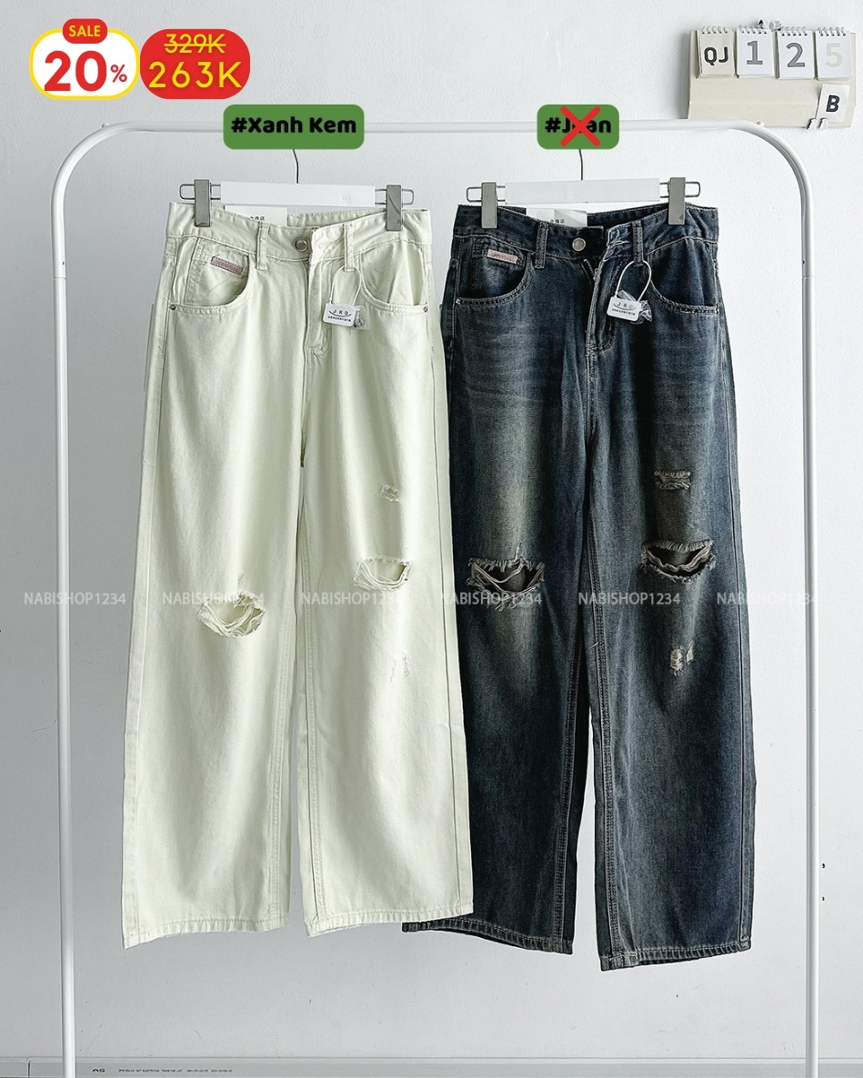 (S20%) Quần Jean Số 125-B 1306 OR Rách 2 Gối