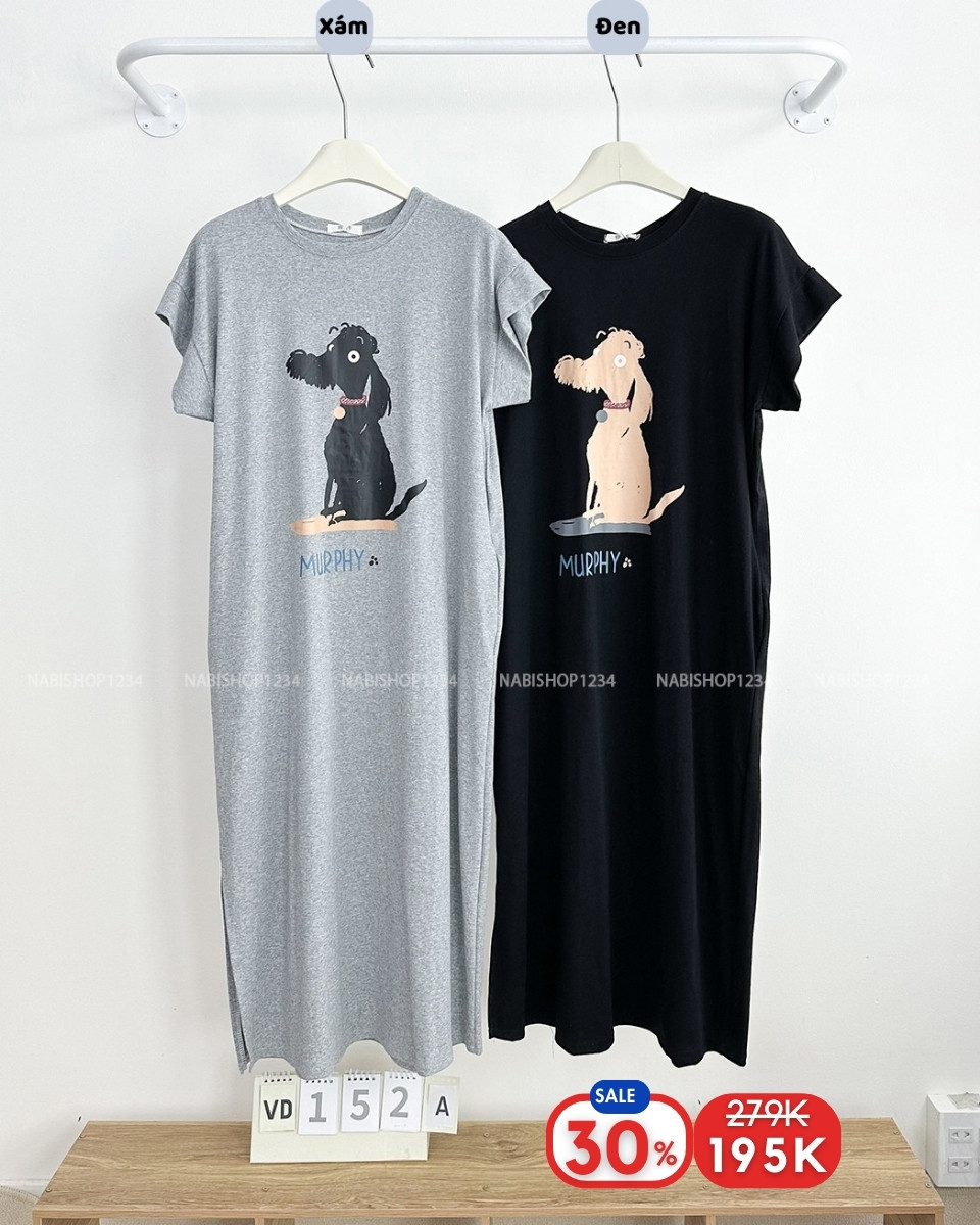 (S30%) Váy Số 152-A Thun Tay Hến Cún Murphy