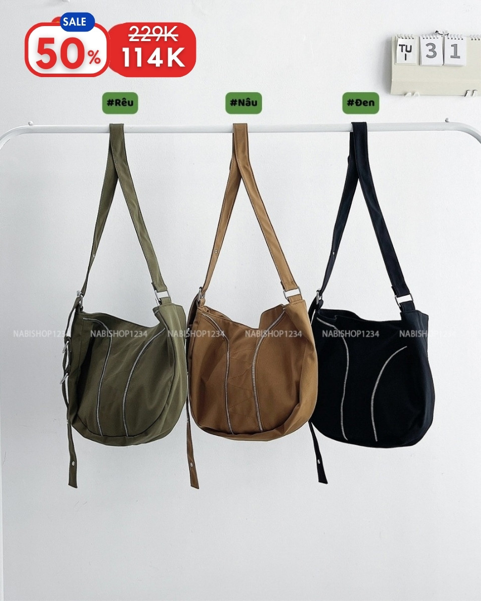 (S50%) Túi Số 31-L Đeo Chéo Bán Nguyệt Viền Khoá
