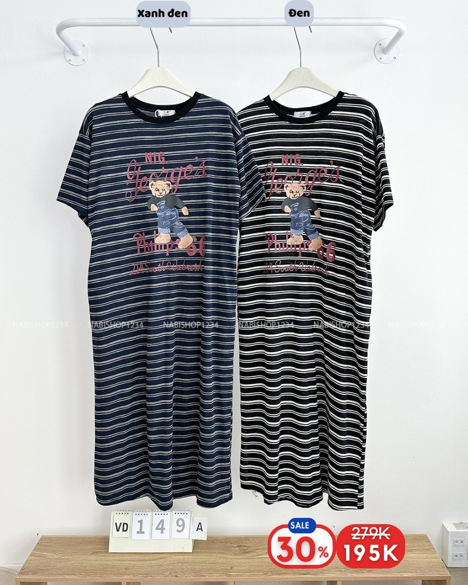 (S30%) Váy Số 149-A Thun Kẻ Gấu NIG