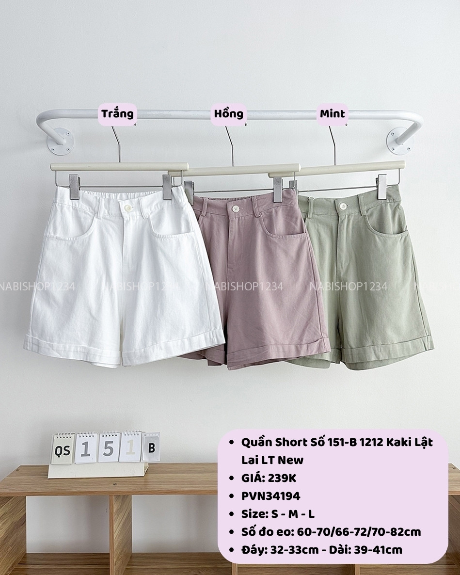 Quần Short Số 151-B 1212 Kaki Lật Lai LT New
