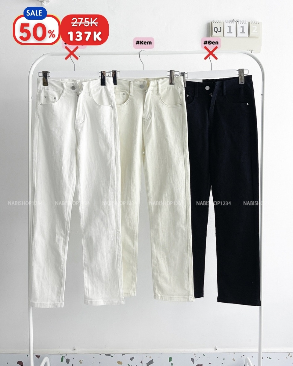 (S50%) Quần Jean Số 112-M 8136 Ống Đứng Trơn