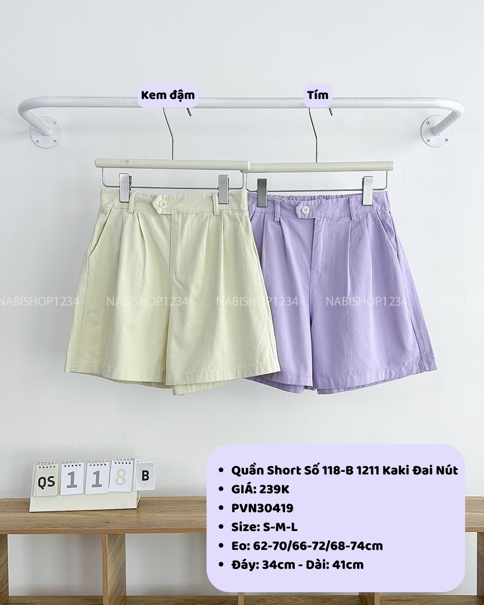 Quần Short Số 118-B 1211 Kaki Đai Nút