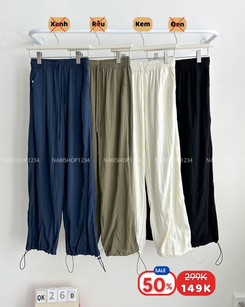 (S50%) Quần Khác Số 26-D 8878 Dù Dây Rút Viền