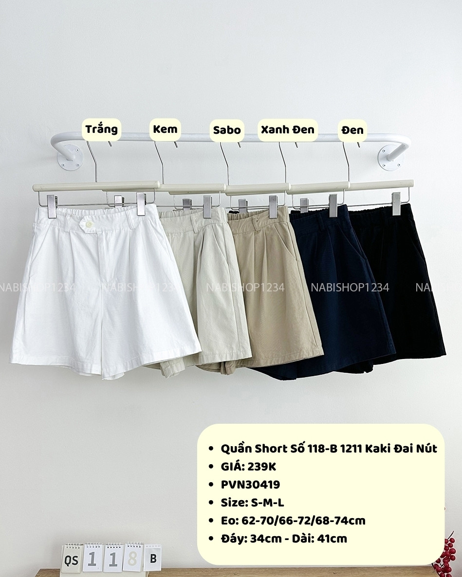 Quần Short Số 118-B 1211 Kaki Đai Nút