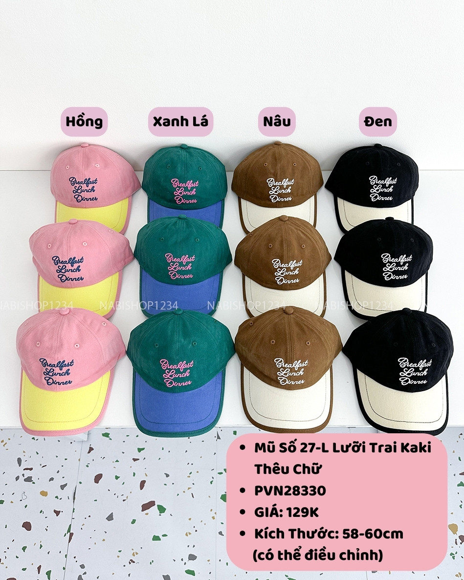 Mũ Số 27-L Lưỡi Trai Kaki Thêu Chữ
