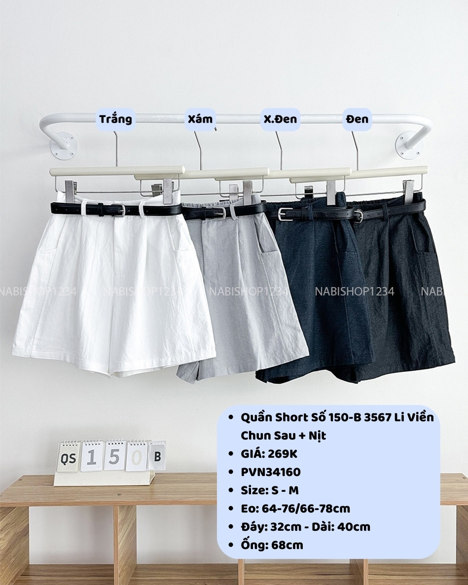 Quần Short Số 150-B 3567 Li Viền Chun Sau + Nịt