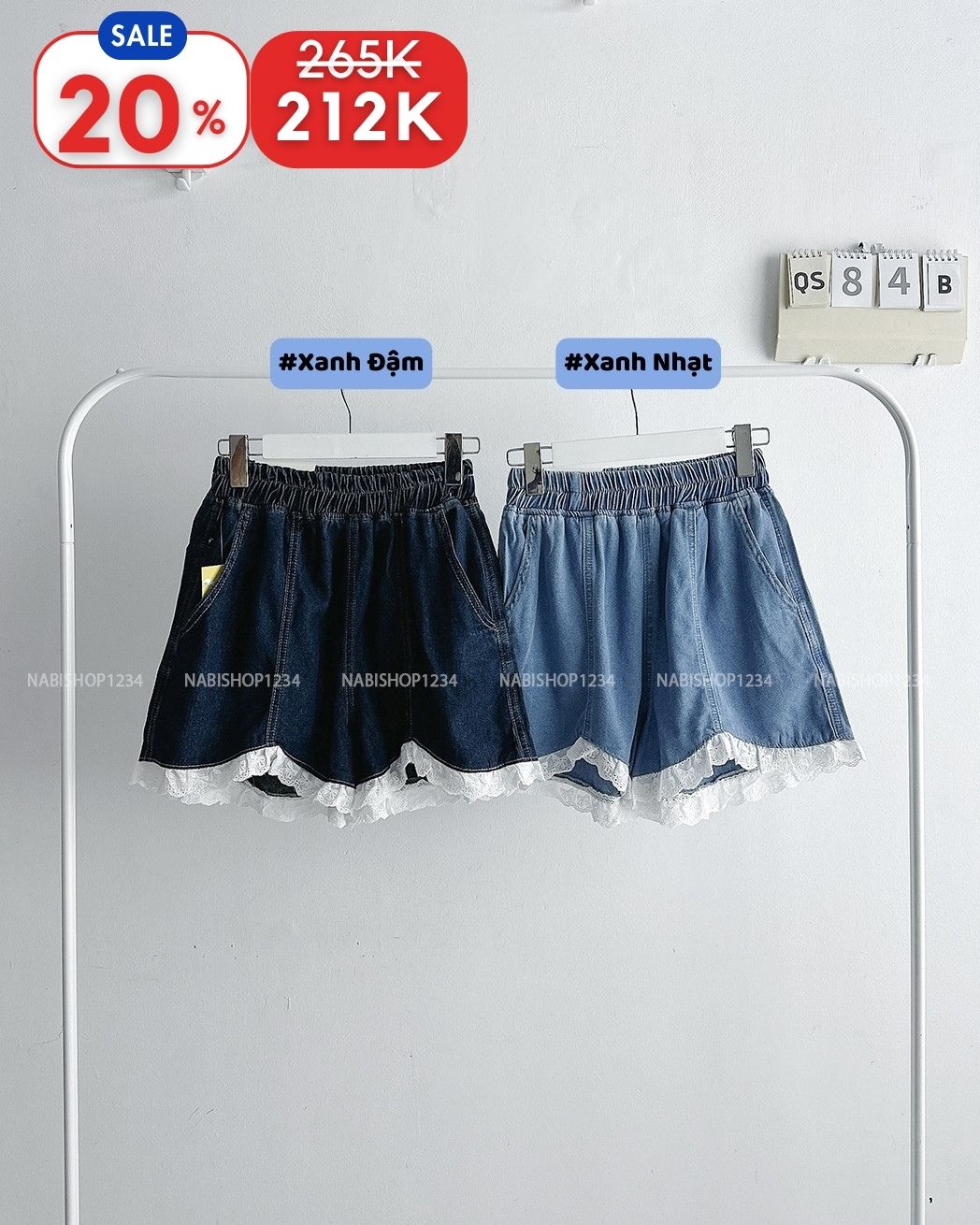 (S20%) Quần Short Số 84-B 3131 Jean Lai Ren