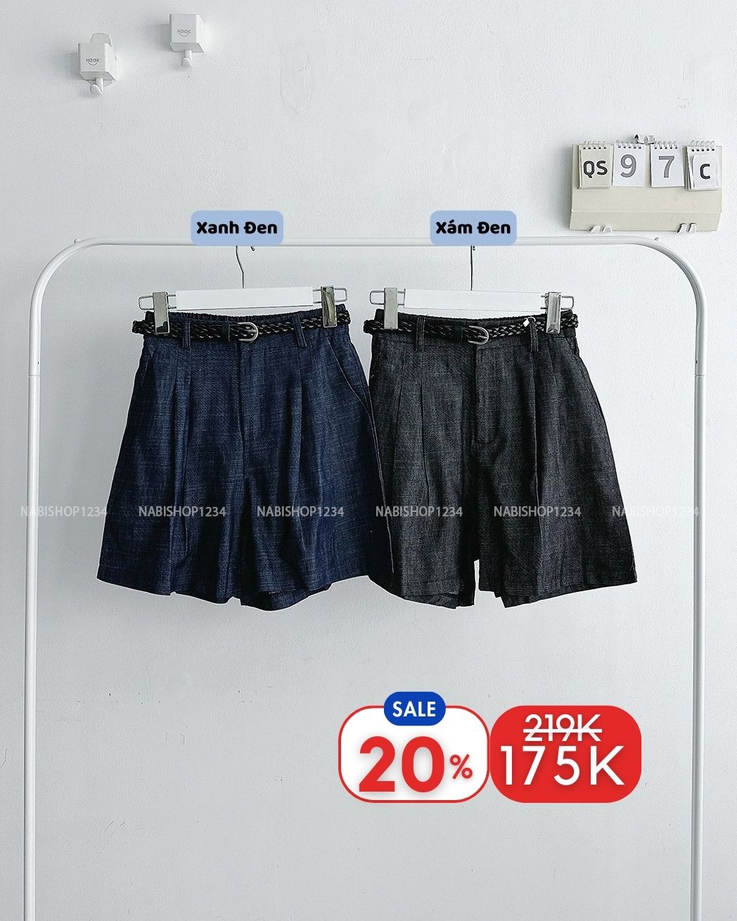 (S20%) Quần Short Số 97-C 0819 Denim Kèm Nịt